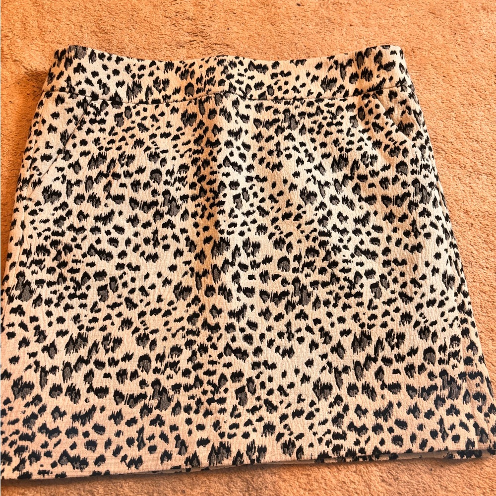 LOFT Animal Print Mini Skirt - Black and Tan